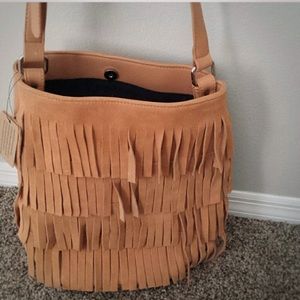 NWT! Genuine suede fringe purse